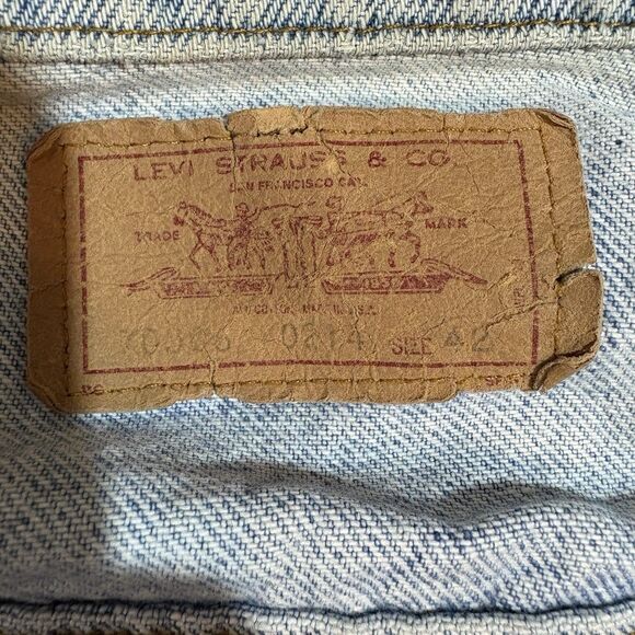Levi's Trucker Jacket 70306-0214 Mens 44 Vintage 90s Red Tab Denim USA Made - Picture 4 of 7